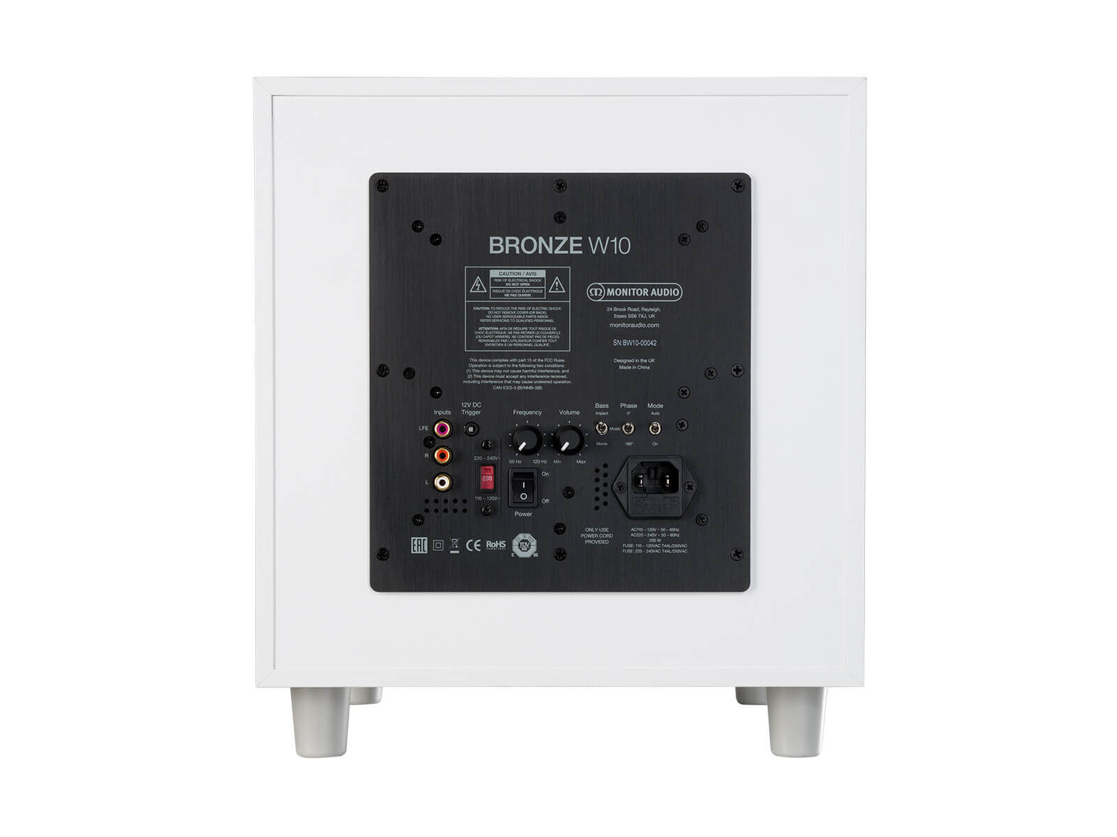 ma_bronze_w10_back_white Monitor Audio Bronze W10 Subwoofer Weiß