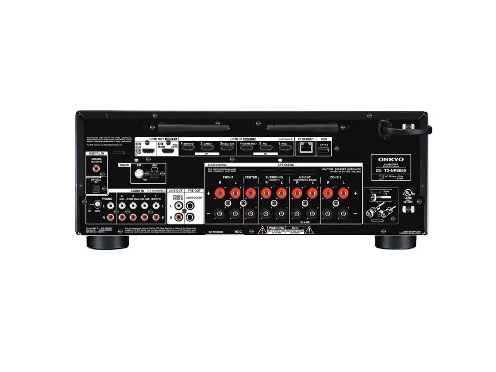 Onkyo 6050 hinten.png Onkyo TX-NR 6050 AV Receiver schwarz