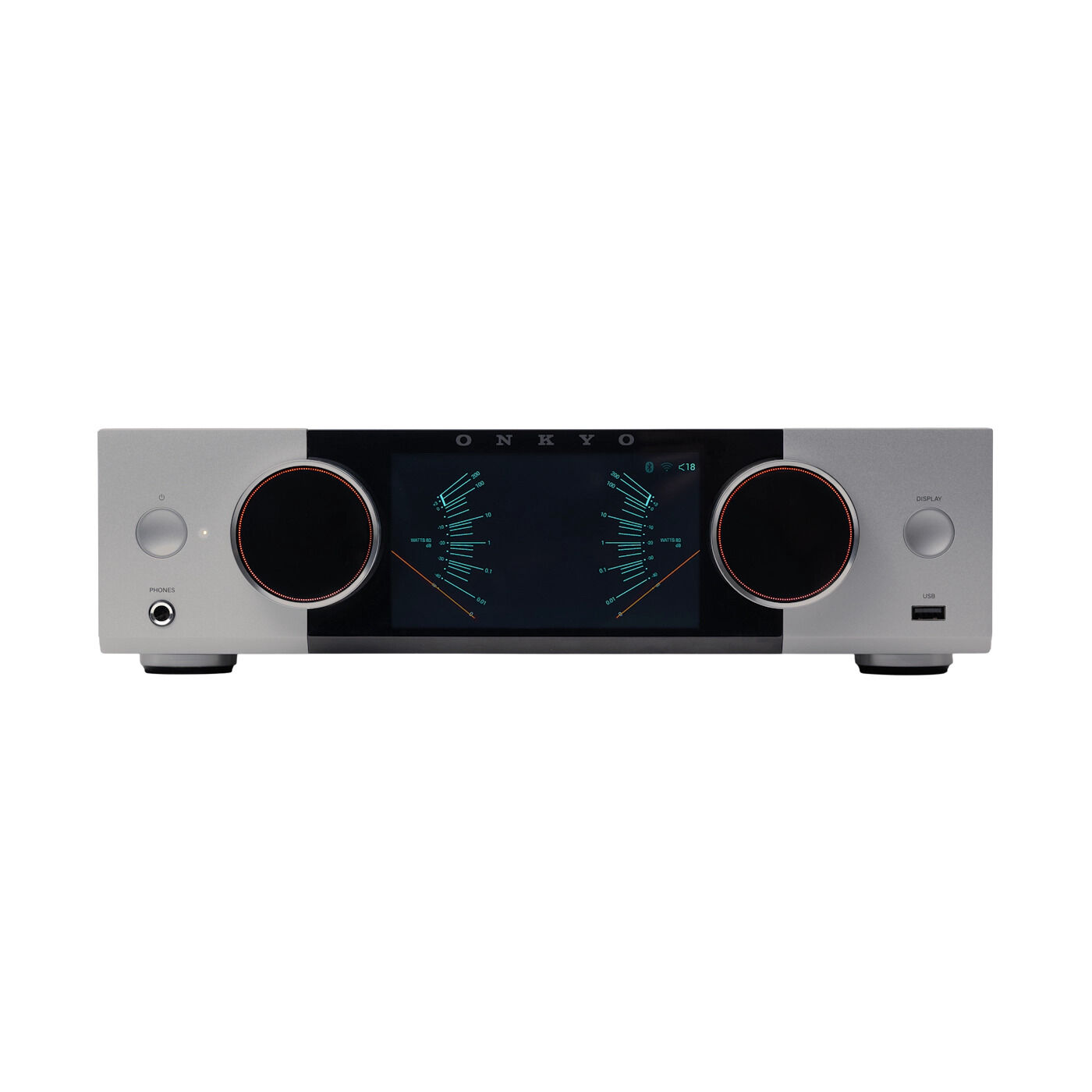 Onkyo-Y-50silber an.jpg Onkyo Muse Y-50 Netzwerk Verstärker silber