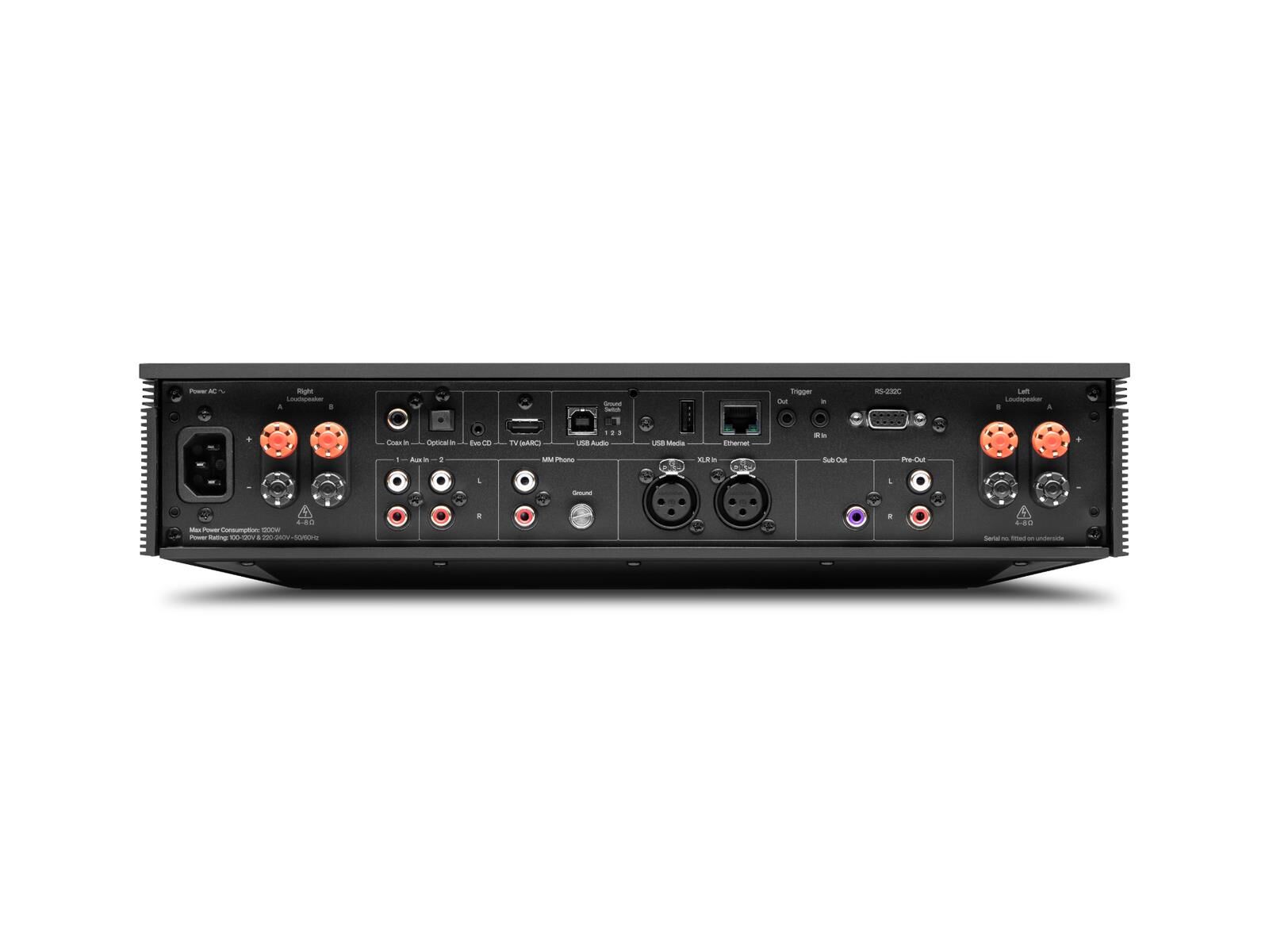 cambridge evo 300 rueckansicht schwarze seitenteile.jpg Cambridge Audio Evo 300 Streaming-Verstärker