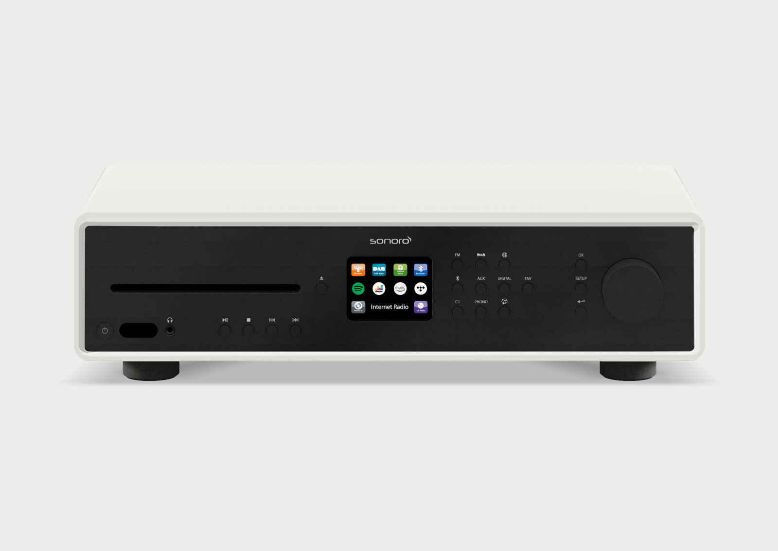 MAESTROmattweissFrontTopansicht.jpg Sonoro Maestro Stereoreceiver Weiß Matt