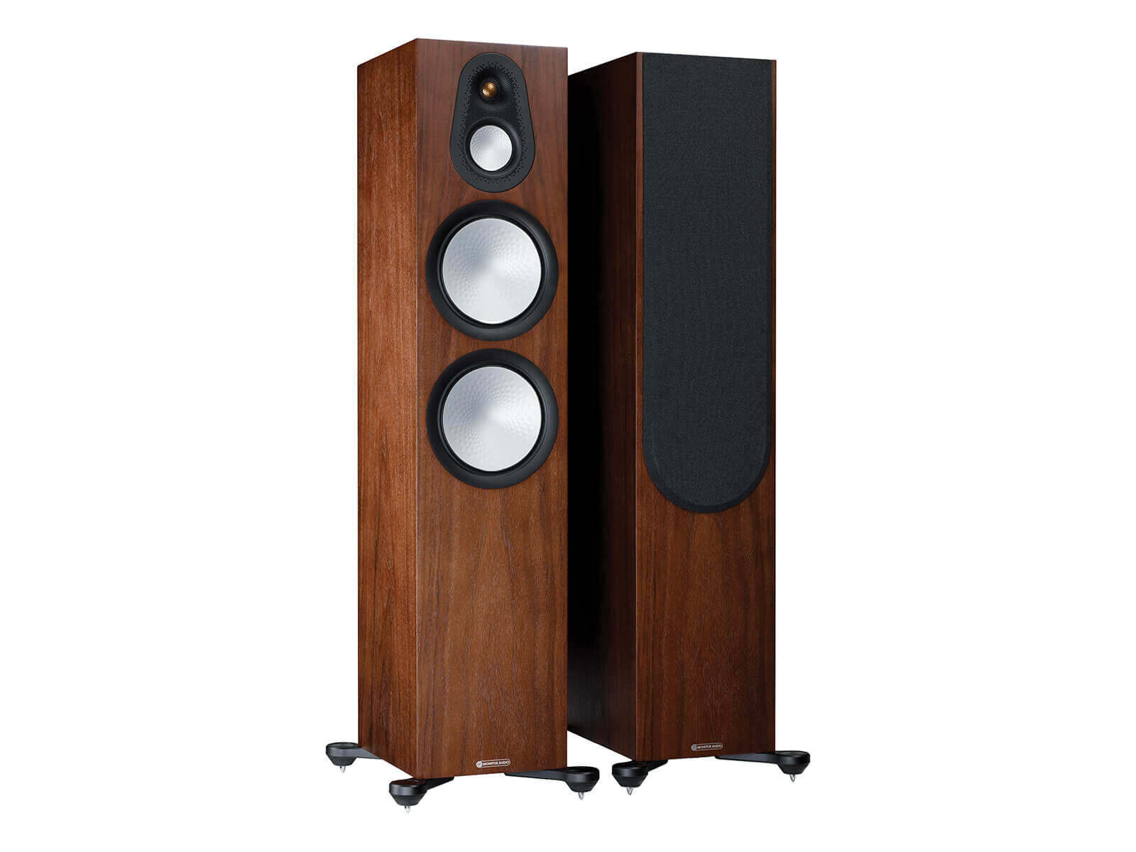 ma_silver_500_iso_pair_walnut_grille_on_off Monitor Audio Silver 500 (7G) Paarpreis Walnuss Natur