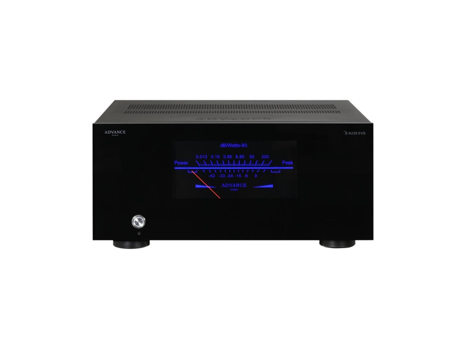 Advance-Paris-X-A220-EVO-Mono-Endstufe-350-Watt-VU-Meter-XLR-Beschaltung-Ringkern-Transformator-Vorderansicht Advance Paris X-A 220 Monoblock