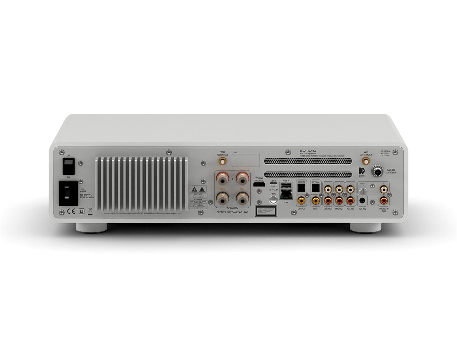 sonoro_MAESTRO_QUANTUM_weiss_matt_schraeg_hinten_schatten.jpg Sonoro Maestro Quantum Stereoreceiver weiß/silber