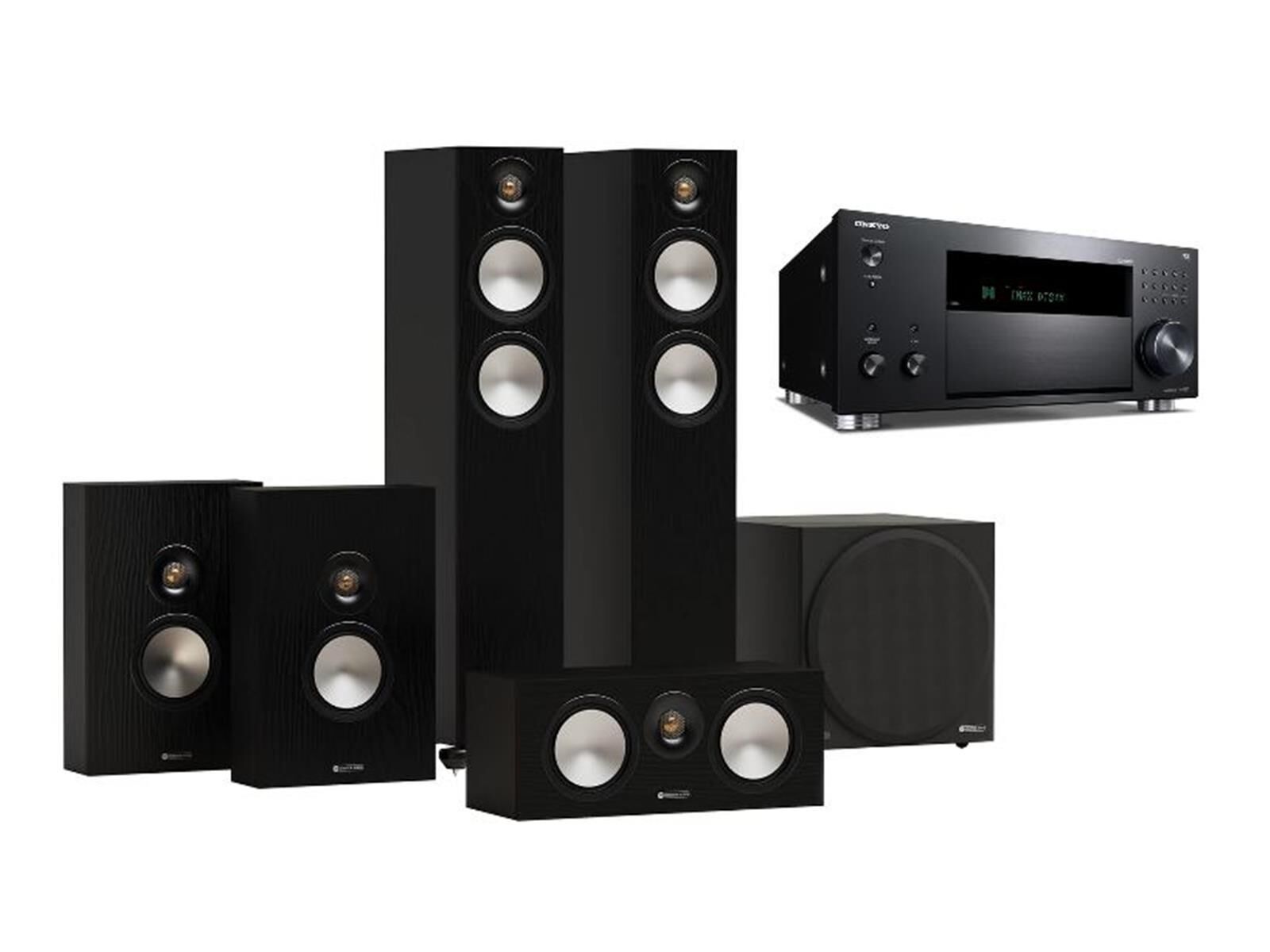 Monitor Audio Cinema 300 7G 5.1 Set W10 schwarz Onkyo TX-RZ50