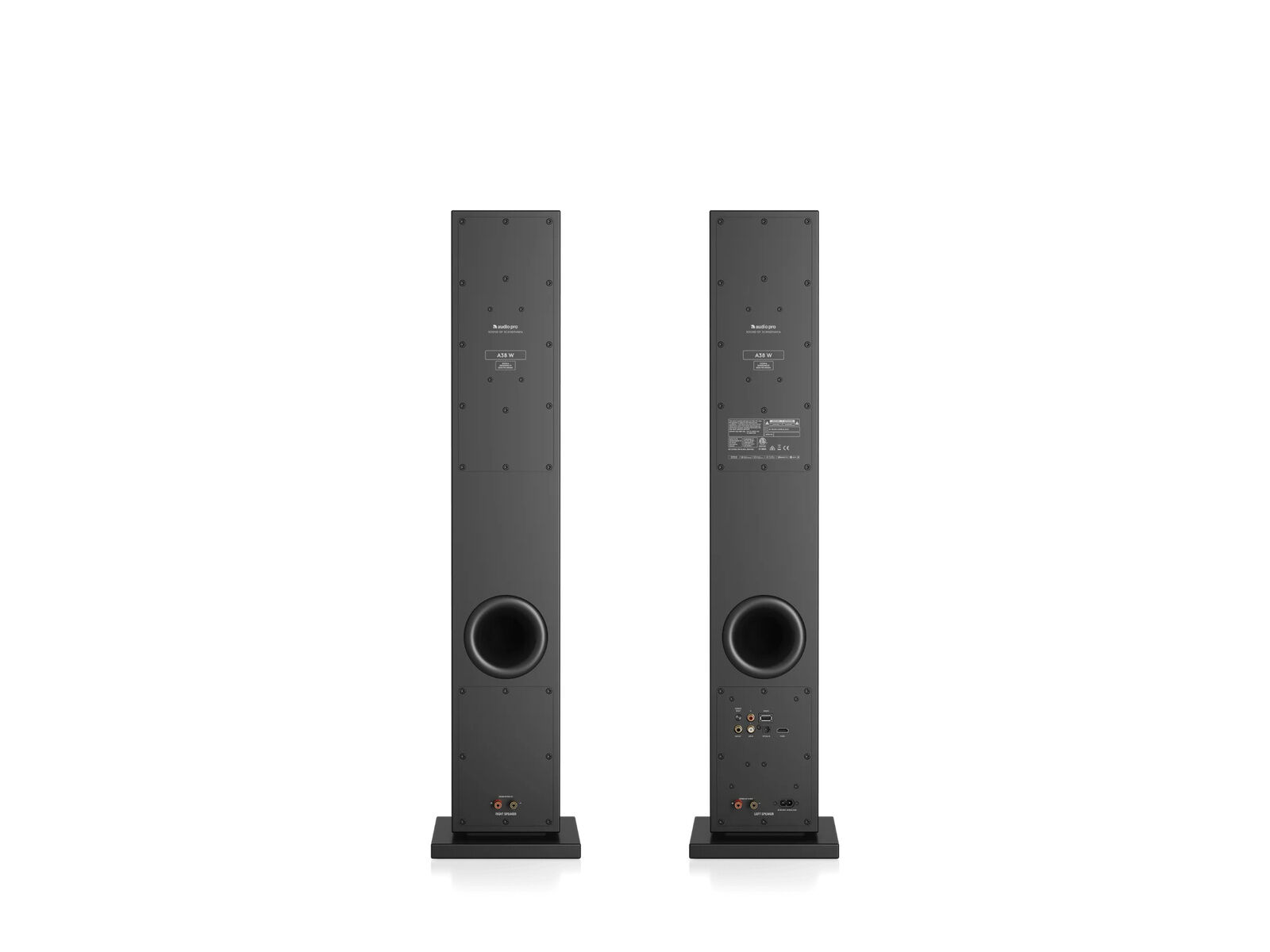 A38 W schwarz hinten.jpg Audio Pro A38 W Standlautsprecher-Set schwarz