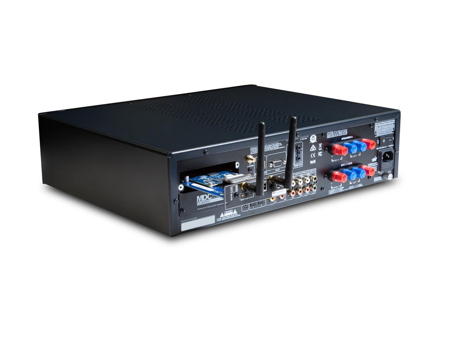 NAD%20C%20399%20with%20MDC%20card%20and%20installed%20antennas Nad C 399 Digitaler Vollverstärker + Audioquest NRG X3 1Meter