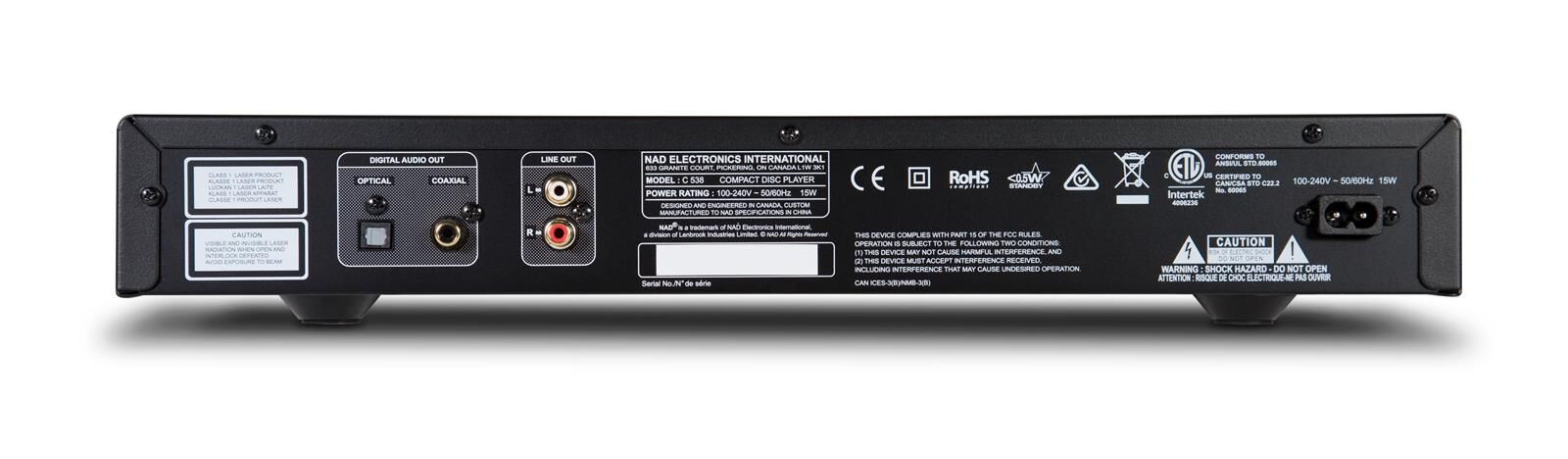 C 538 Sample Rear NAD C538 CD-Player Graphite